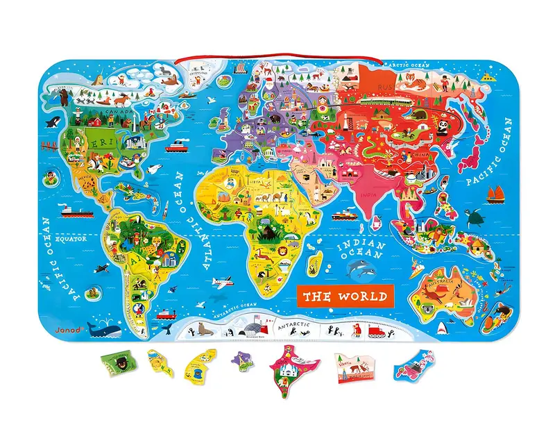Janod Magnetic World Map Puzzle For Early Learners 1