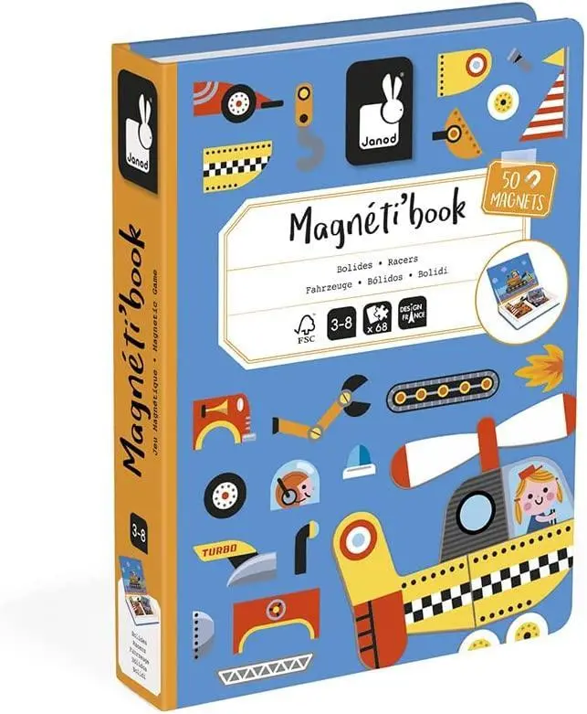 Janod Racers Magneti’Book – Magnetic Vehicle Storybook For Creative Play 1