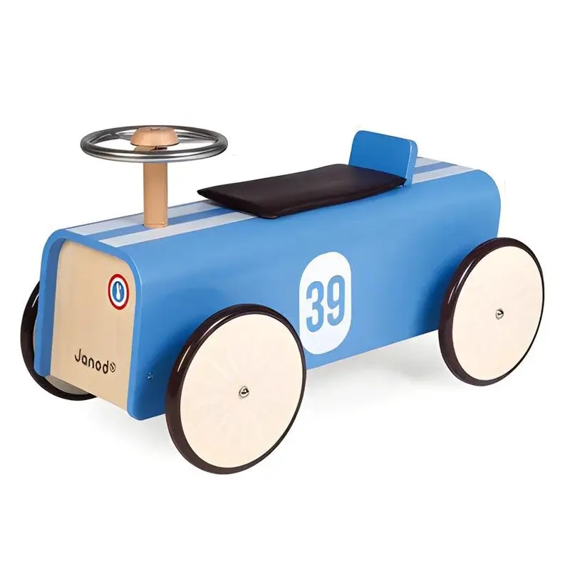 Janod Retro Foot-To-Floor Ride-On Car – Wooden Toddler Scooter 1