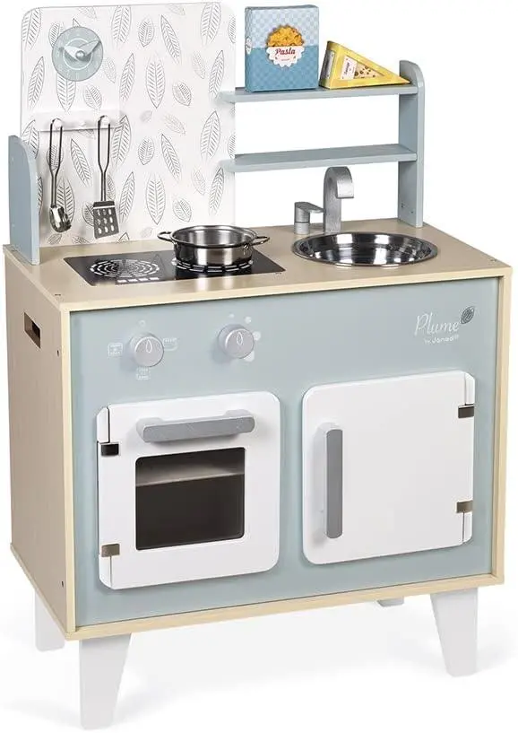 Janod Retro Plume Mint Wooden Kitchen – 78 Cm Tall Play Kitchen 1