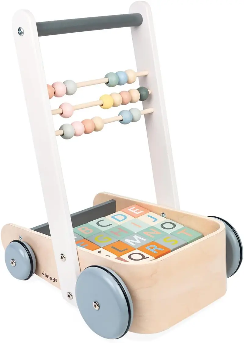 Janod Sweet Cocoon Abc Block Cart – Wooden Alphabet Set 1