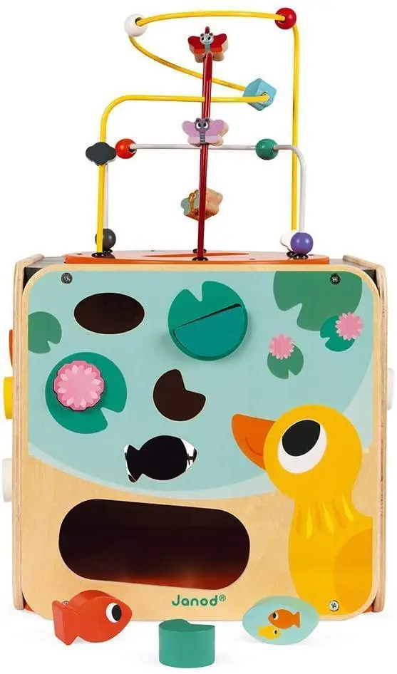 Janod Wooden Looping Cube – Multi-Sensory Activity Toy For Toddlers 1