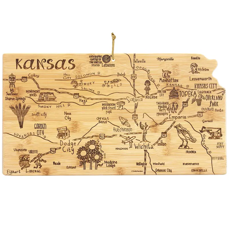 Kansas-Themed Wooden Cutting Board – 16.75" X 9.25" 1