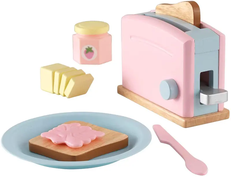 Kidkraft Pastel Toaster Playset – Cute Pretend-Toy Kitchen Appliance Set 1