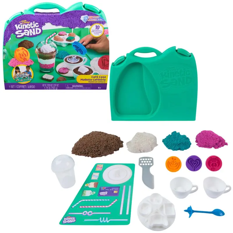 Kinetic Sand Café Playset – Moldable Sand Activity Case 1