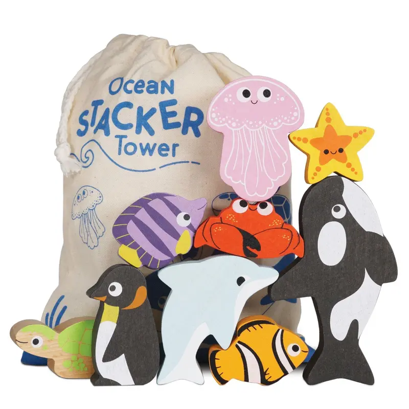 Le Toy Van Ocean Animal Stacking Toy – Wooden Educational Puzzle 1