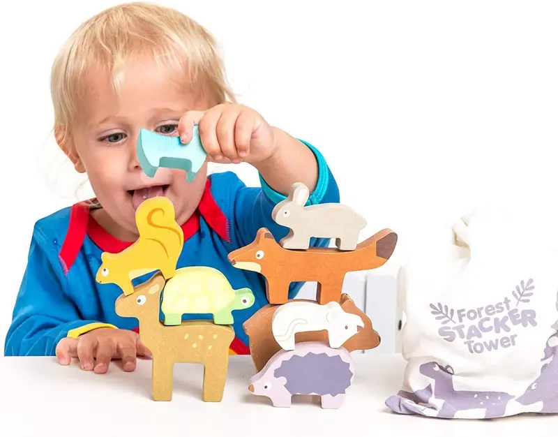 Le Toy Van Petilou Forest Wooden Stacking Puzzle With Storage Bag 1