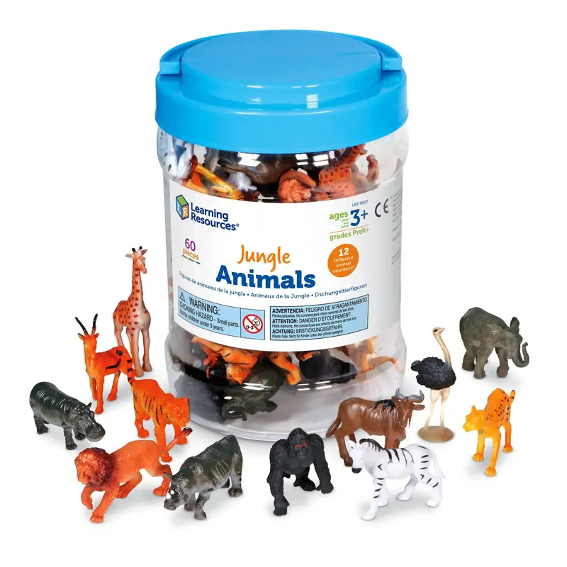 Learning Resources Jungle Animal Counters – 60-Piece Themed Sorting & Counting Kit 1