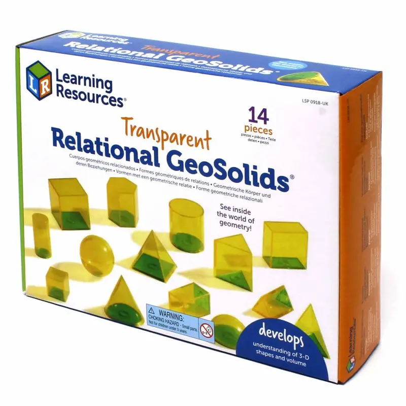 Learning Resources Relational Geosolids – Transparent 3D Geometry Teaching Kit 1