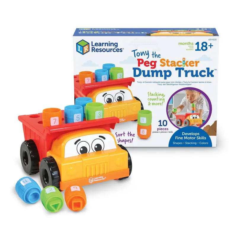 Learning Resources Tony The Peg Stacker Dump Truck – Fine Motor Skill Development Toy 1
