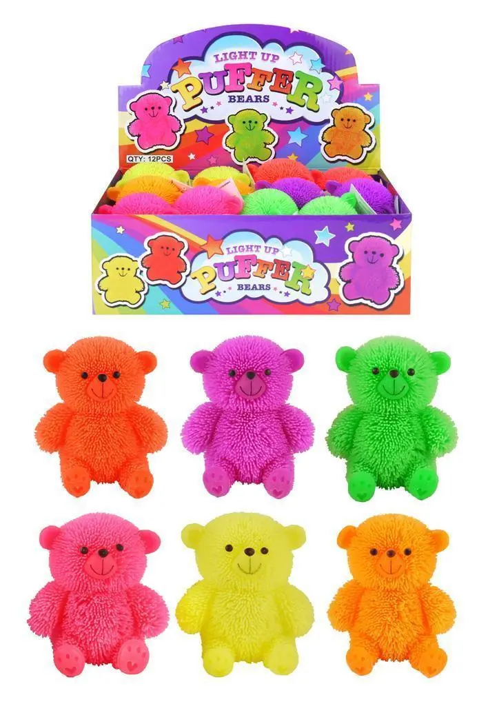 Light-Up Squidgy Puffer Bears – Animated Cuddly Plush Toys (8 Cm, Mixed Styles) 1