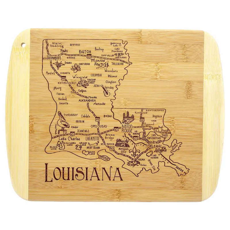 Louisiana-Shaped Wooden Cutting Board – 11" X 8.75", A Slice Of Life Series 1