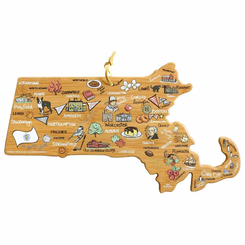 Massachusetts Gourmet Board – Fish Kiss™ Hand-Drawn Design 1