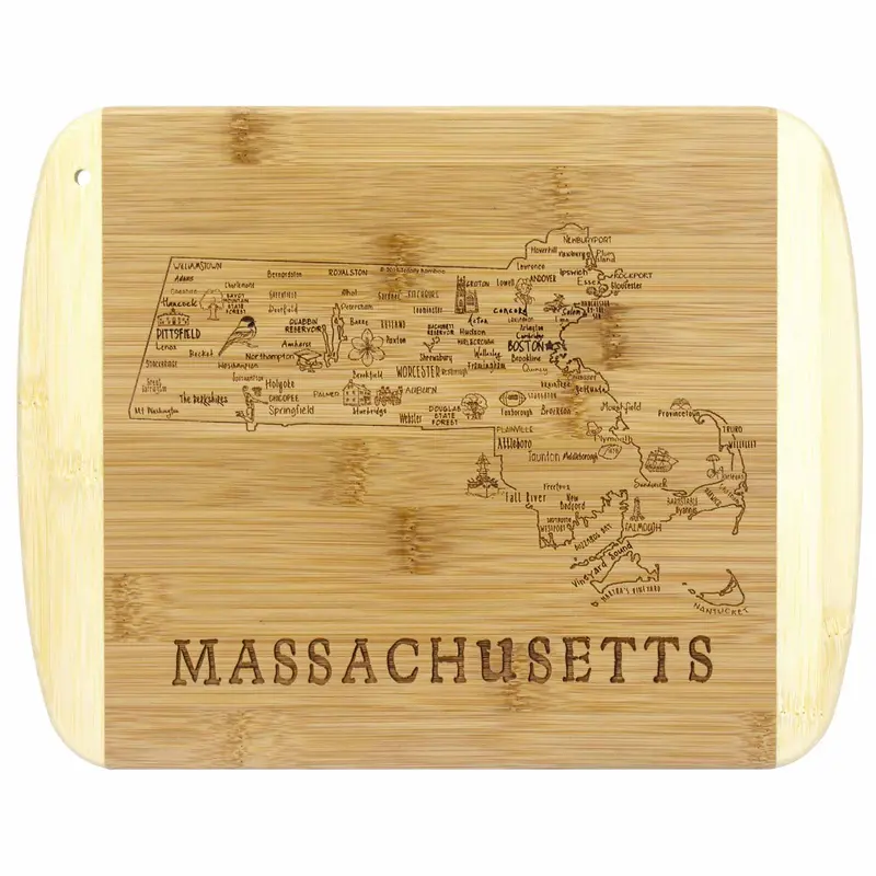 Massachusetts-Shaped Wooden Cutting Board – 11" X 8.75", A Slice Of Life Series 1