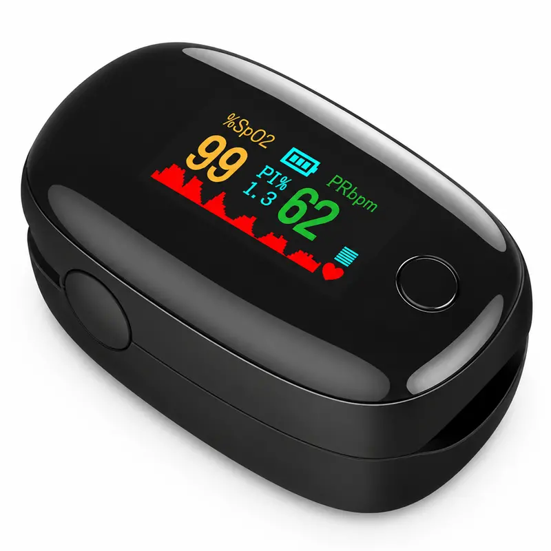 Medical-Grade Fingertip Pulse Oximeter With Oled Display And Battery Indicator 1