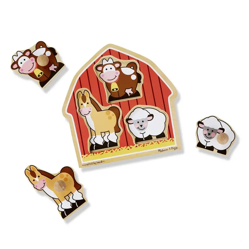 Melissa & Doug Barnyard Animals Jumbo Knob Puzzle – 3-Piece First Puzzle For Toddlers 1
