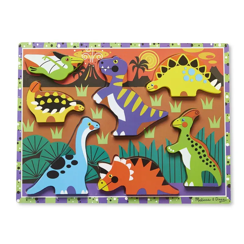 Melissa & Doug Dinosaur Chunky 7-Piece Puzzle For Little Paleontologists 1
