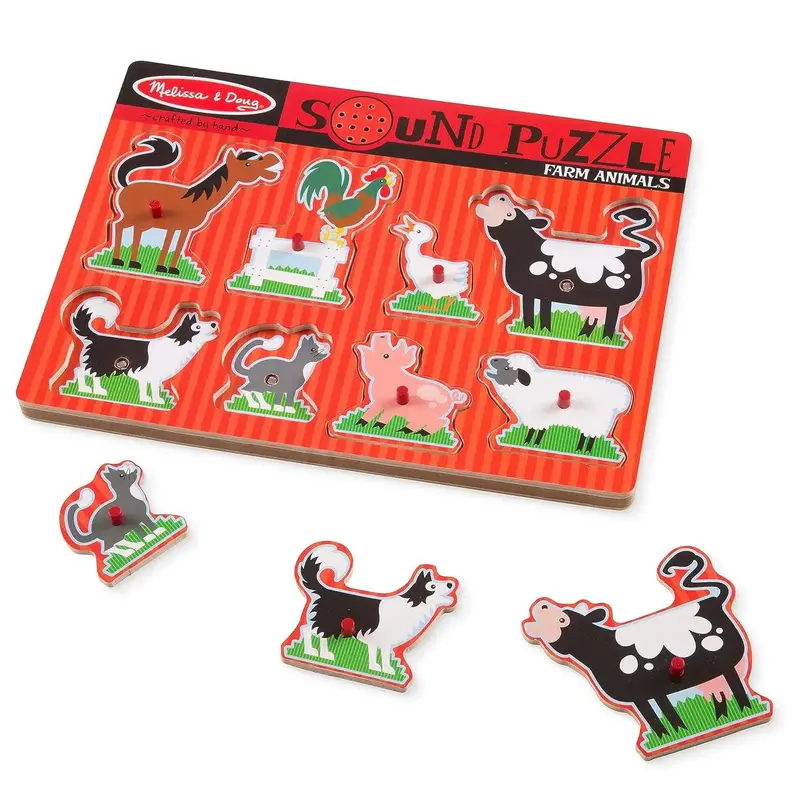 Melissa & Doug Farm Animal Sound Puzzle With Wooden Pieces 1