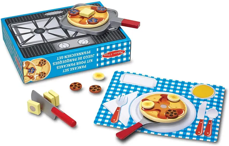 Melissa & Doug Flip & Serve Pancake Set – Wooden Pretend Play Food 1