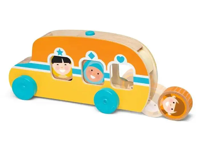 Melissa & Doug Go Tots Roll & Ride Bus – Wooden Push Toy 1