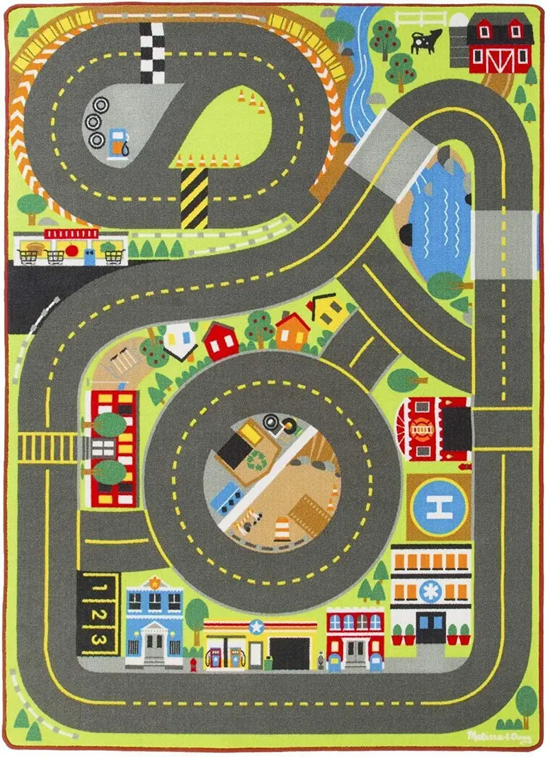 Melissa & Doug Jumbo Road-Themed Activity Rug For Imaginative Play 1
