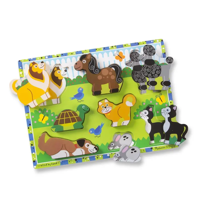 Melissa & Doug Pets Chunky Wooden Puzzle For Toddlers – 8-Piece Animal Learning Toy 1