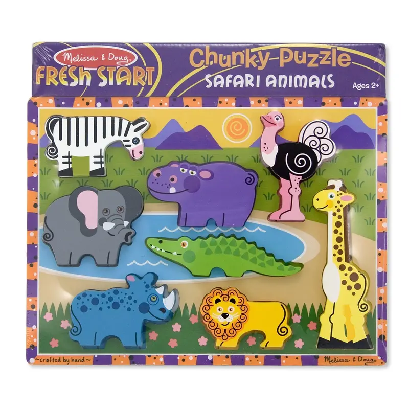 Melissa & Doug Safari Animals Chunky Puzzle – 8-Piece Toddler Learning Toy 1