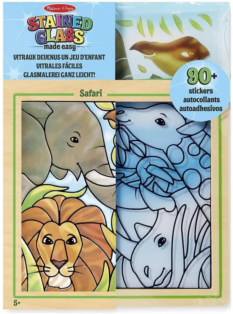 Melissa & Doug Stained Glass Safari Craft Kit – Reusable Window Art 19436 1