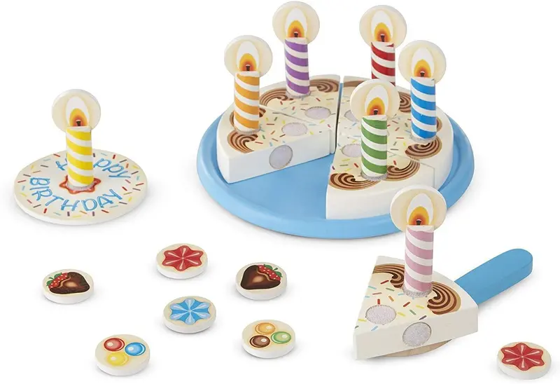 Melissa & Doug Wooden Birthday Cake Toy – Pretend Play Baking Set 1