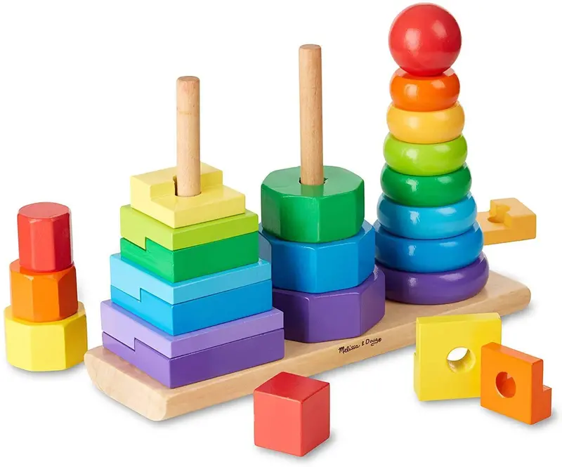 Melissa & Doug Wooden Geometric Stacking Toy For Toddlers 1