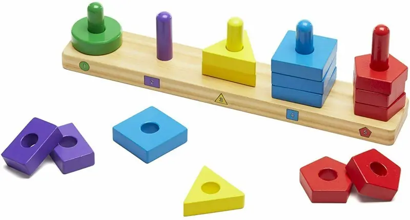 Melissa & Doug Wooden Stack-And-Sort Educational Board Game 1