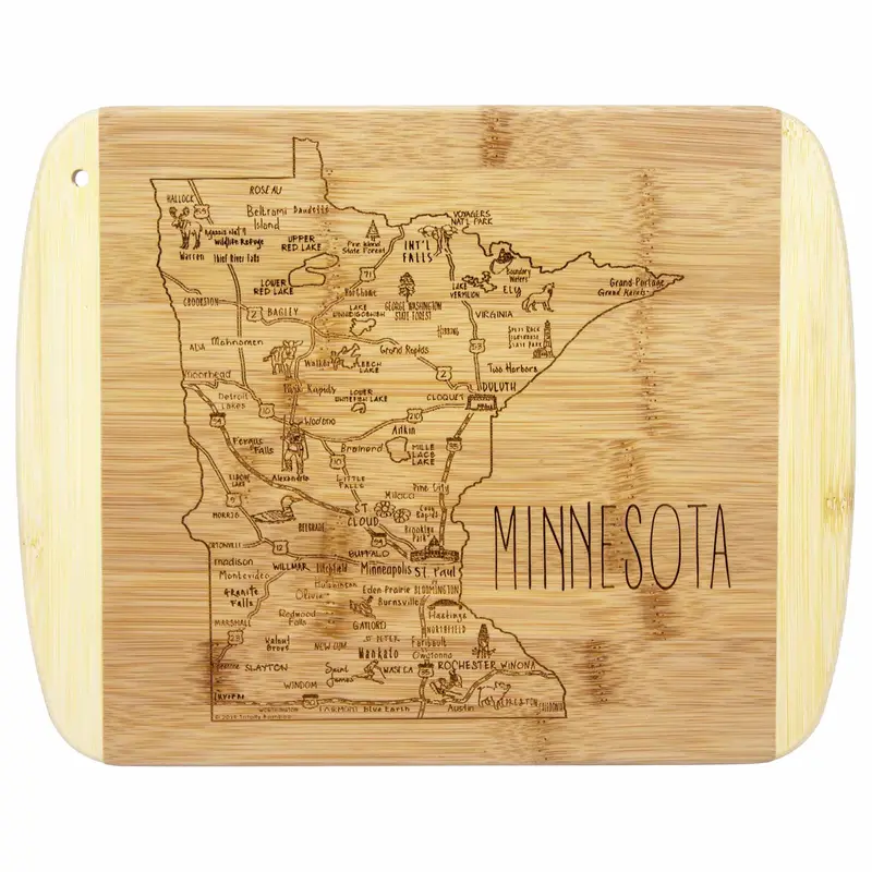 Minnesota-Shaped Wooden Cutting Board – 11" X 8.75", A Slice Of Life Series 1