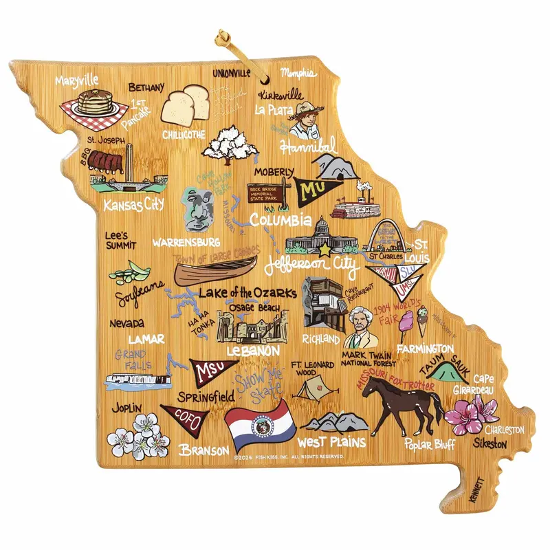 Missouri Heritage Cutting Board Featuring Fish Kiss Visual Storytelling 1