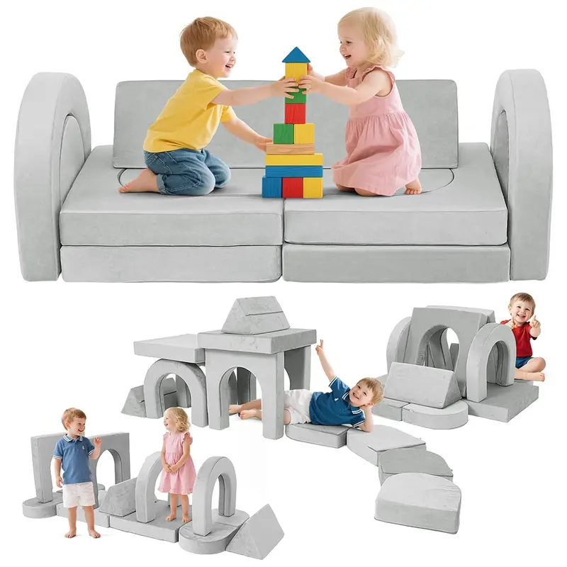 Modular Kids Play Couch – 12-Piece Foam Sofa Set For Creative Indoor Play 1
