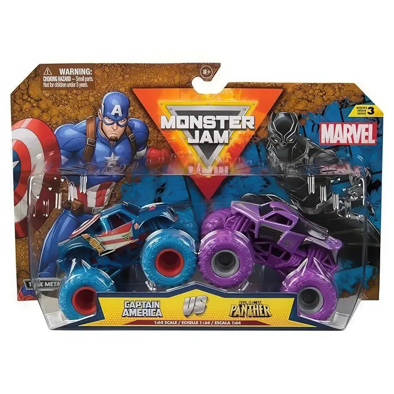 Monster Jam Marvel 1:64 Die-Cast Duo – Captain America Vs Black Panther 1