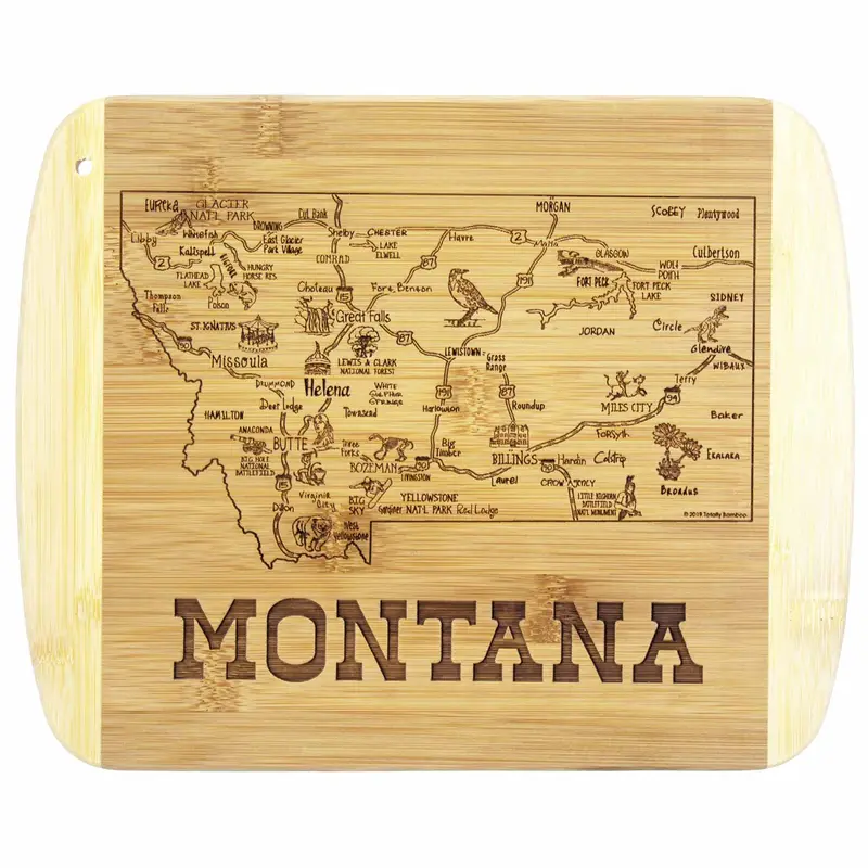Montana-Shaped Wooden Cutting Board – 11" X 8.75", A Slice Of Life Series 1