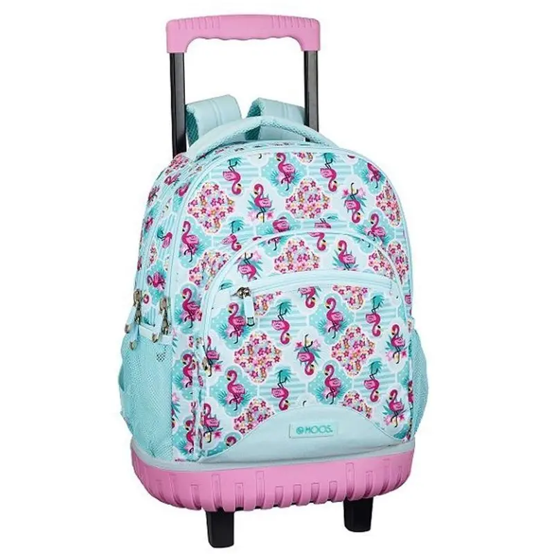 Moos Flamingo Turquoise Trolley Backpack – Large Rucksack With Wheels 1