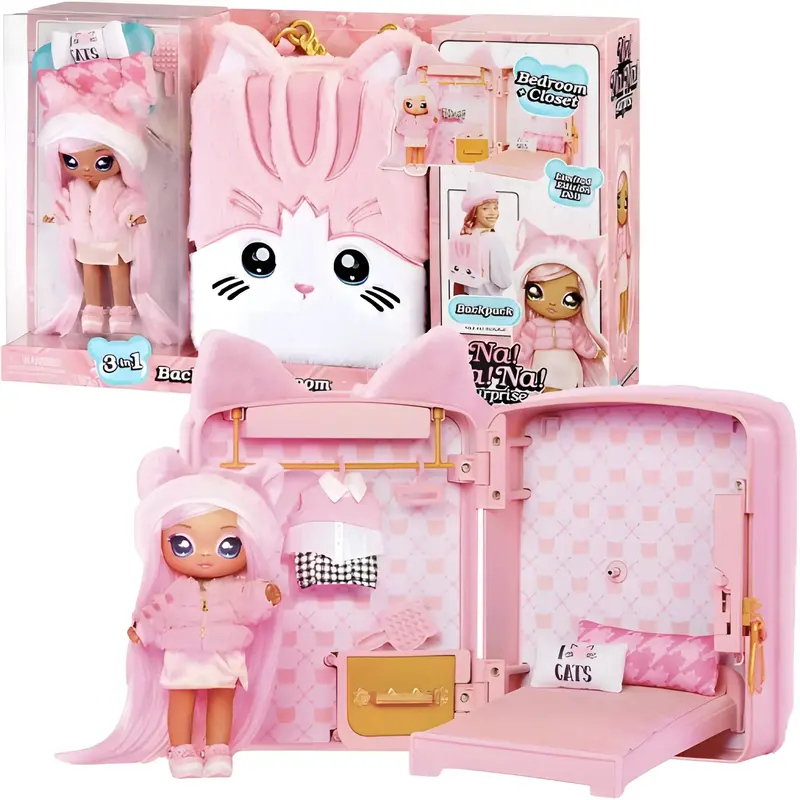 Na! Na! Na! Surprise Pink Kitty 3-In-1 Backpack, Bedroom & Playset 1