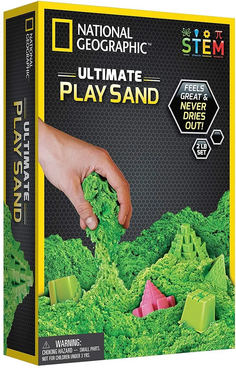 National Geographic Green Play Sand (900G) – Includes Castle Molds And Reusable Tray 1