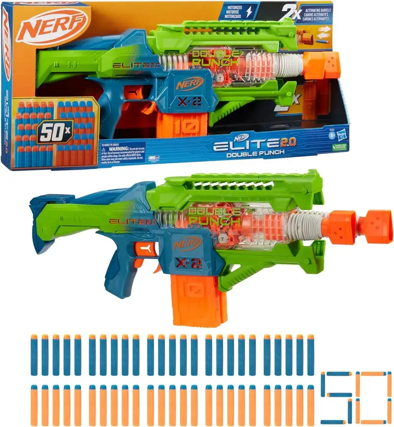 Nerf Elite 2.0 Double Punch Blaster – Dual-Trigger Dart Shooter With Rapid Fire Mode 1