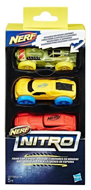 Nerf Nitro Foam Car Set – 3-Pack Assorted Racing Vehicles 1