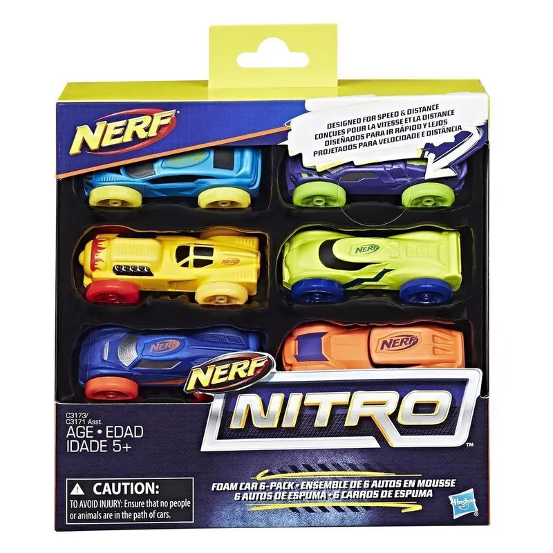 Nerf Nitro Foam Racing Car Pack – 6-Piece Assortment 1