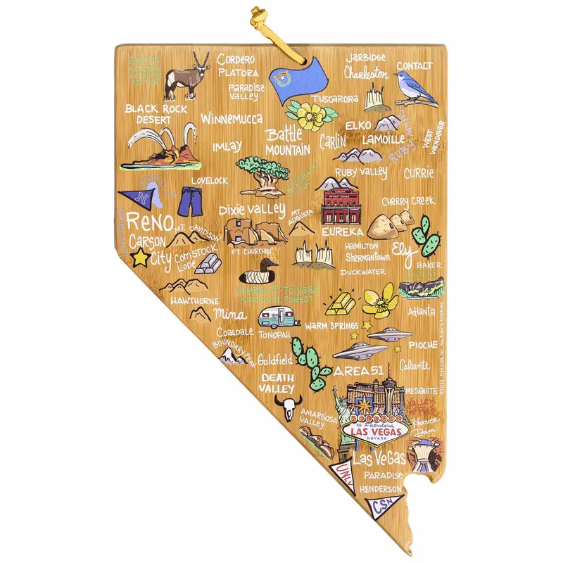Nevada Wooden Cutting Board Featuring Original Fish Kiss Artwork 1