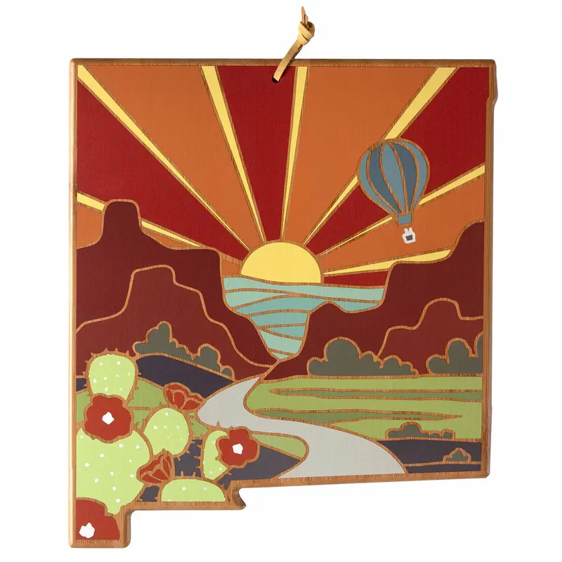 New Mexico Southwestern Cutting Board – Hand-Drawn Illustration By Summer Stokes 1