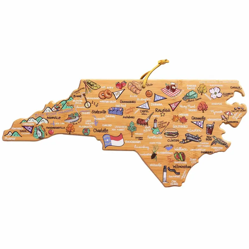North Carolina State Cutting Board Featuring Fish Kiss™ Art 1