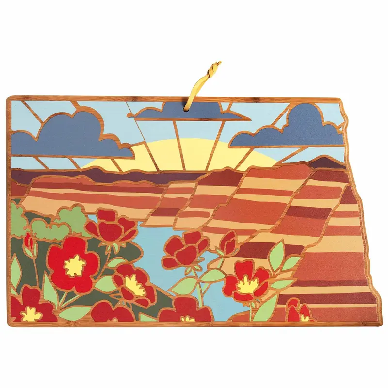 North Dakota Prairie-Themed Cutting Board – Original Illustration By Summer Stokes 1
