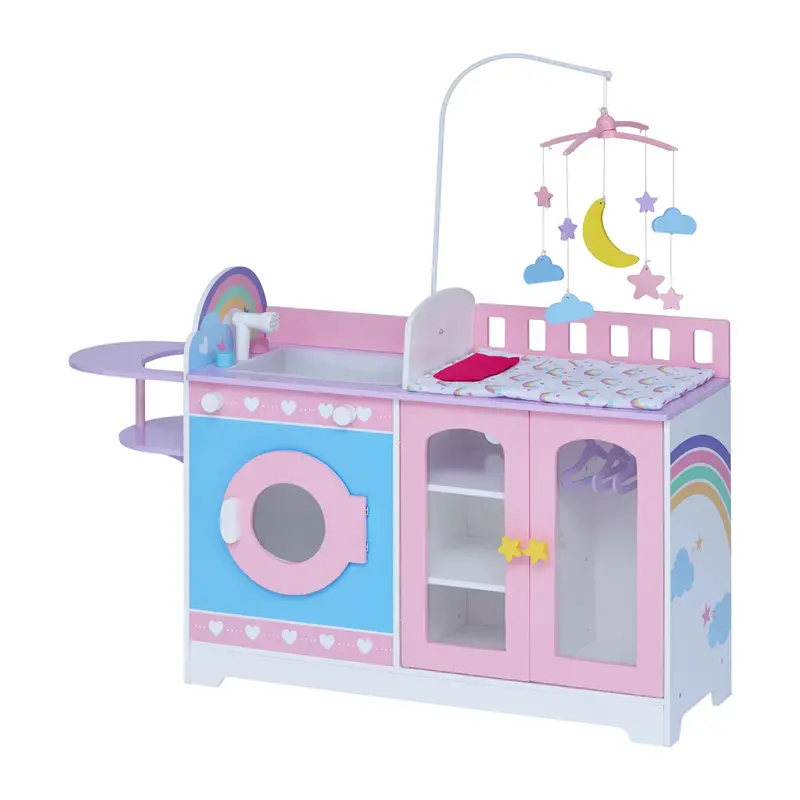 Olivia’S Little World 6-In-1 Doll Nursery Station – Wooden Changing & Care Playset 1