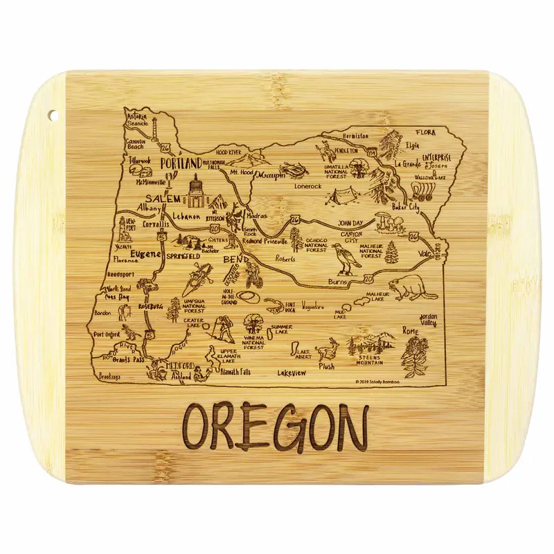 Oregon-Shaped Wooden Cutting Board – 11" X 8.75", A Slice Of Life Series 1