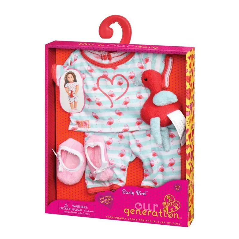 Our Generation Early Bird Flamingo Pajamas For 18-Inch Dolls 1