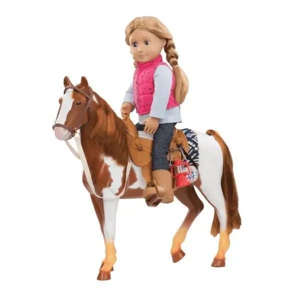 Our Generation Pinto Toy Horse – 18-Inch Brown & White Plush Riding Animal 1